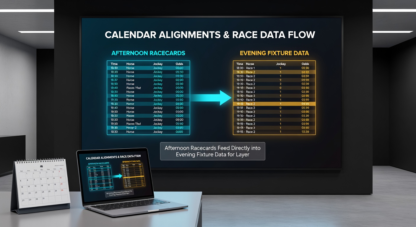 Data visualization of racecard metrics transitioning into evening football statistics