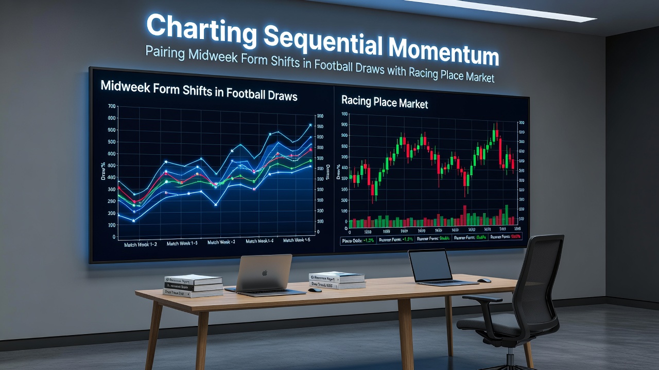 Layered accumulator build diagram illustrating sequential connections between football draw results and horse racing place market outcomes