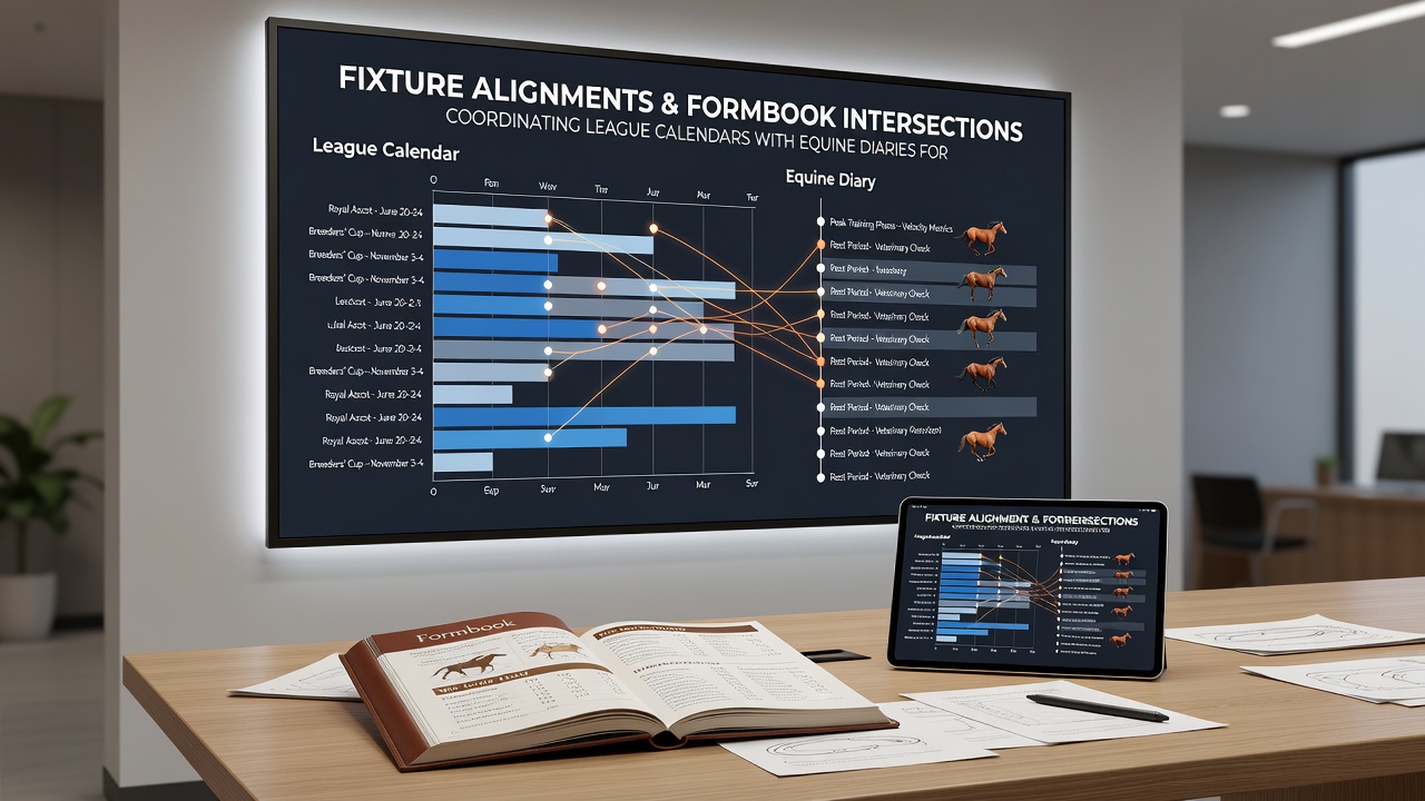 Infographic illustrating intersections between football fixtures and horse racing form guides with highlighted calendar overlaps