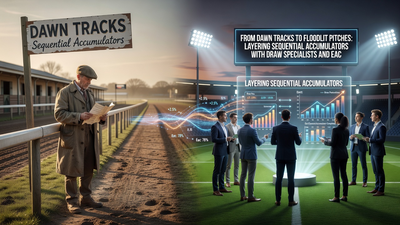Accumulator betting slip showing racing and football selections