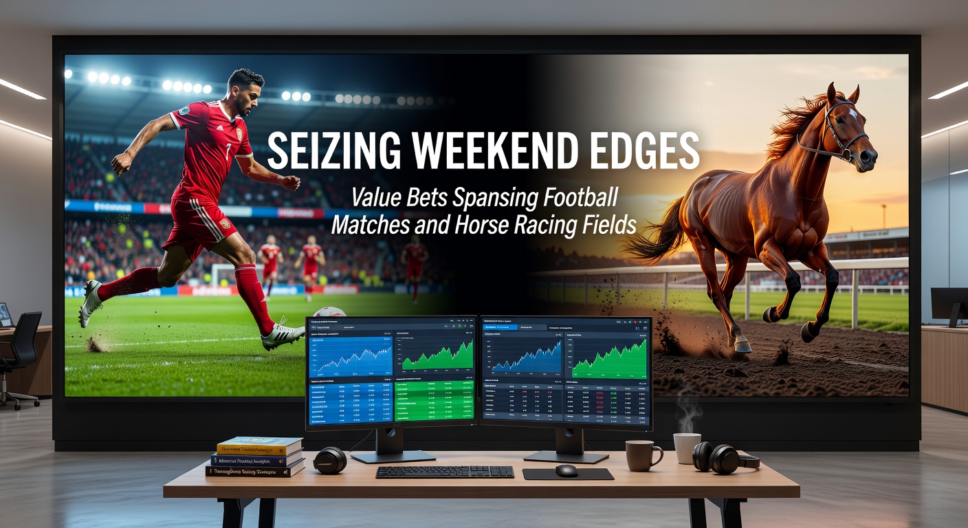 Close-up of a punter analyzing betting slips for football and horse racing, with screens showing live odds and racecards